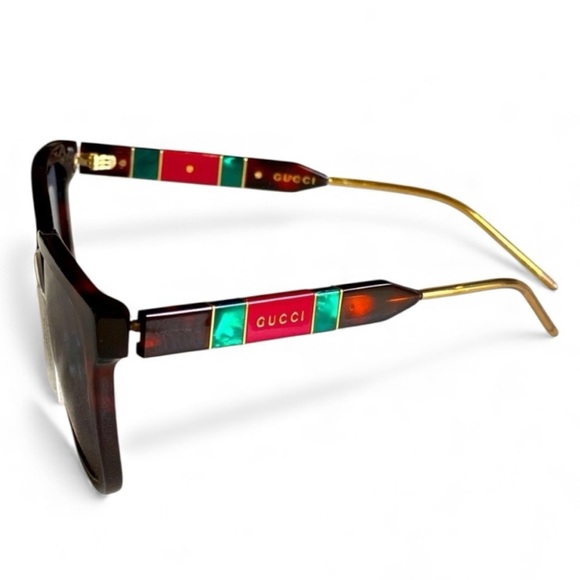 GUCCI Oversized Square Sunglasses Black Tortoise Shell Pearlescent Luxury NWT main image 7